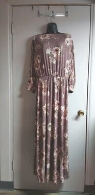 Whimsical Burgundy Floral Maxi Dress Size XL Plus Boho